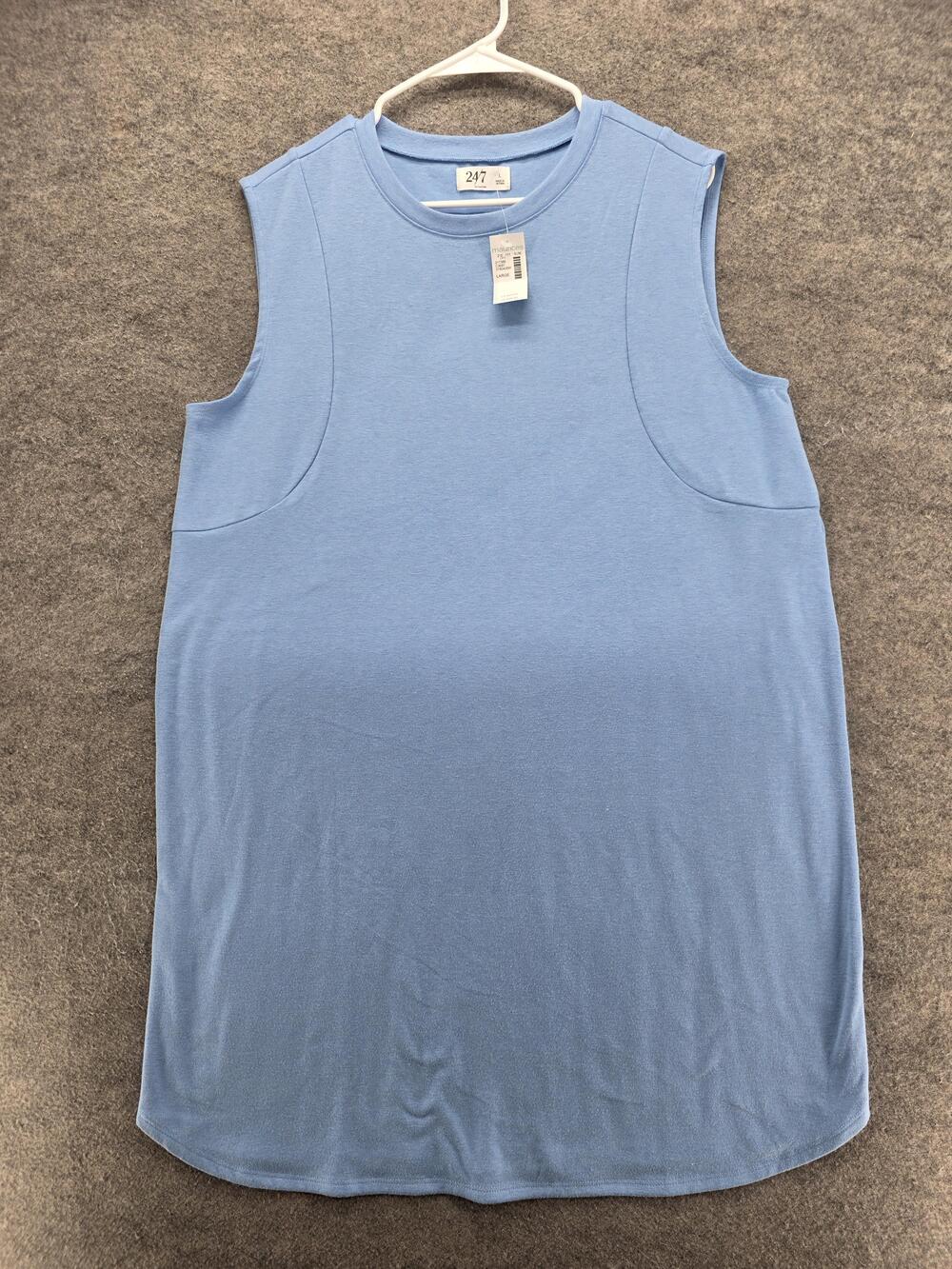 Maurices 24/7 Shirt Womens Large Light Blue Sleeveless Tank Tunic Soft Stretch